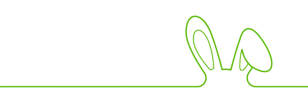 Minimalist green rabbit ears line art on white background