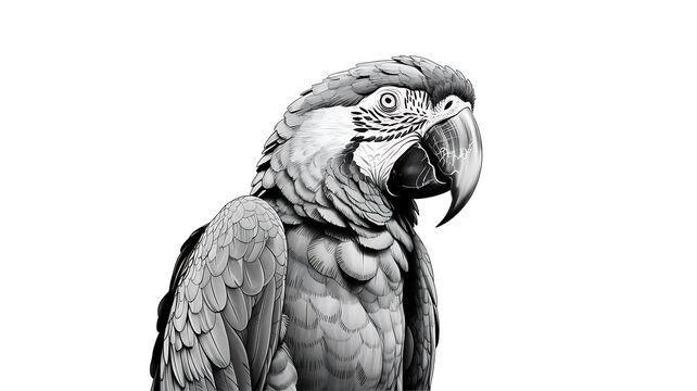 Close-up portrait of a grey parrot looking to the side