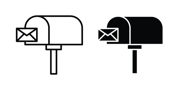 Mailbox icon editable. Vector pack in black
