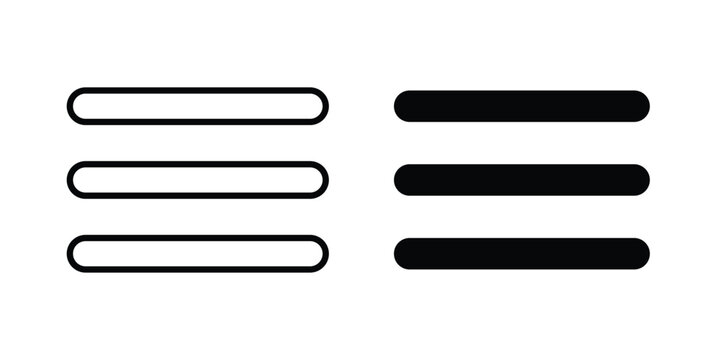 Menu icon editable. Vector pack in black