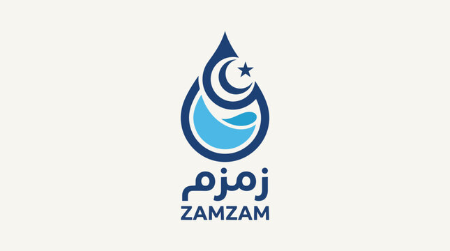 Sacred Zamzam Water Drop Blue Gradient Islamic Symbol Illustration