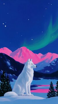 Majestic wolf under aurora borealis mobile wallpaper
