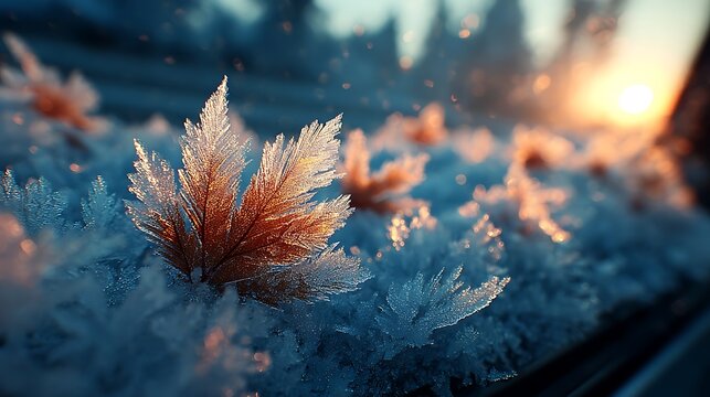 Icy window frost macro crystalline geometric shapes wallpapers