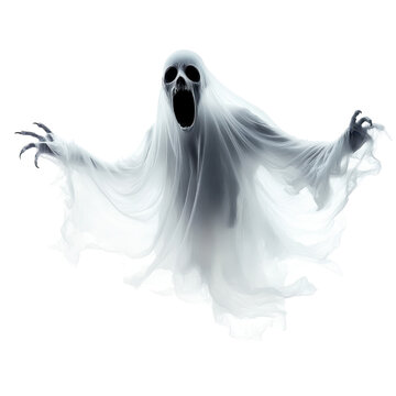 Spooky Transparent Ghost Figure Screaming Horror Halloween Monster