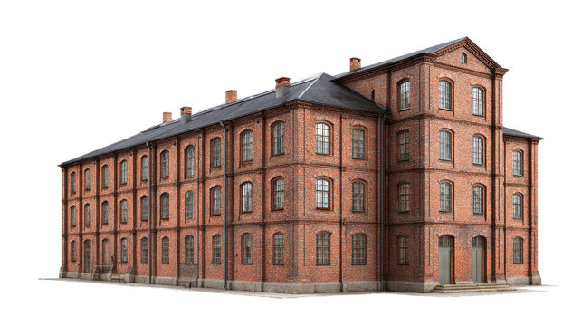 Old Red Brick Industrial Factory Building Exterior View