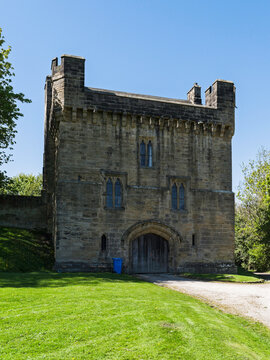 Morpeth Castle gatehouse at the historic market town in Northumberland, UK.