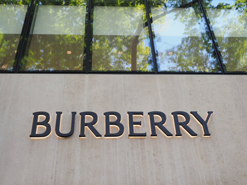 Burberry store sign on a branch in Tokyo's Omotesando area. TOKYO, JAPAN - April 12, 2026