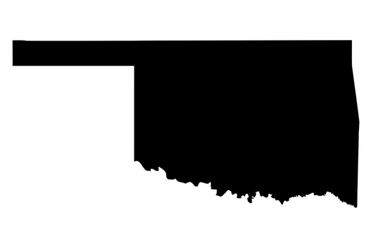 Oklahoma state map silhouette in black on white background