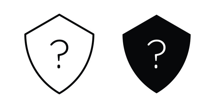 Shield interrogation icon editable. Vector pack in black