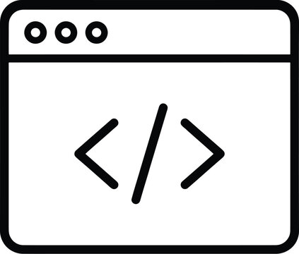 Coding symbol in browser window for web development and design