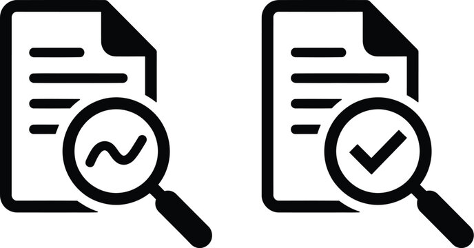 Document verification icons set for website and app design