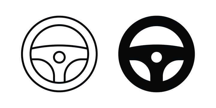 Steering wheel icon editable. Vector pack in black