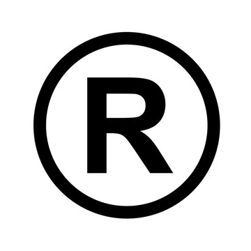 Registered trademark icon, legal protection symbol, intellectual property sign, branding identity mark