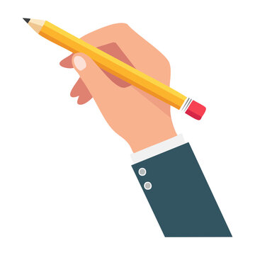 Hand holding a yellow pencil with a red eraser