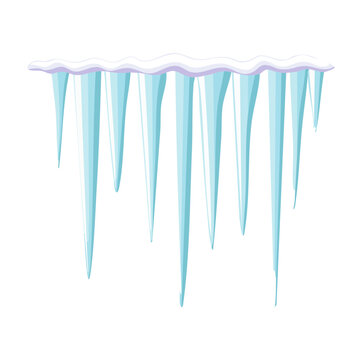 Illustration of icicles hanging from a snow-covered ledge
