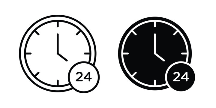 Time twenty four icon editable. Vector pack in black