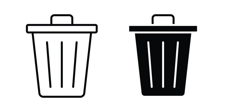 Trash icon editable. Vector pack in black