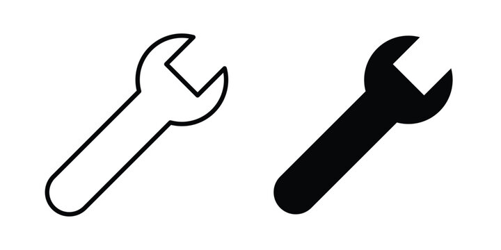 Wrench icon editable. Vector pack in black