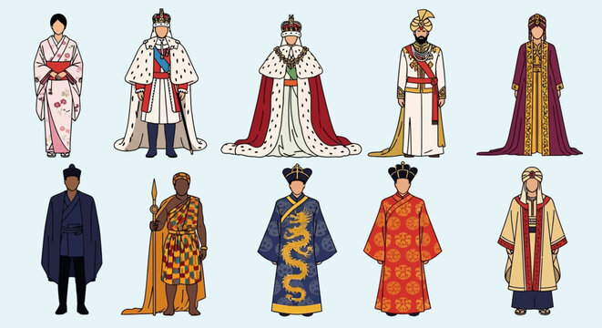 Royal Coronation Attire Regal Robes and Crowns