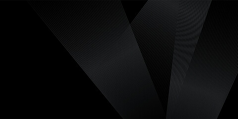 Obraz premium Dark abstract background with glowing gray lines effect. Minimalist line design with modern futuristic technology concept for posters, brochures, covers, presentations, websites, and flyers.