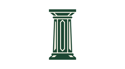 Obraz premium Green Doric Column Isolated on White Background.