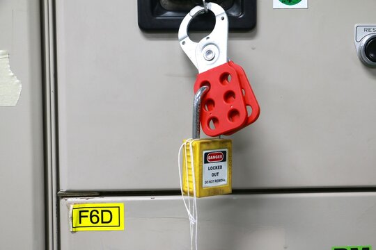 Lockout Tagout , Electrical safety system.Key lock switch or circuit breaker for safety protect.in electric room	
