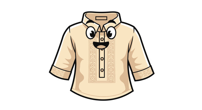 Fun Cartoon Barong Tagalog Shirt with Smiling Face