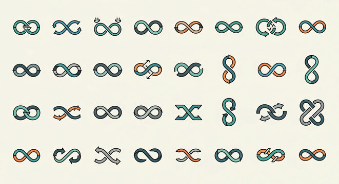 A collection of colorful infinity symbols.