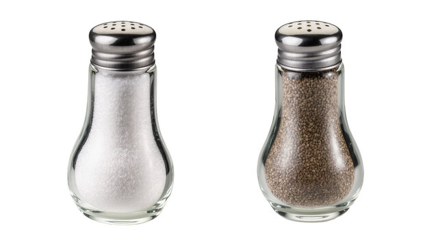 Glass salt and pepper shakers with metal lids