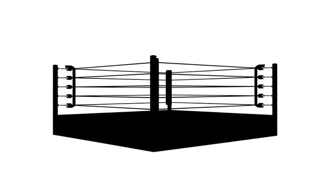 Black boxing ring with ropes