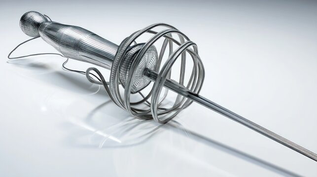 Detailed studio shot of an antique rapier sword isolated on white background