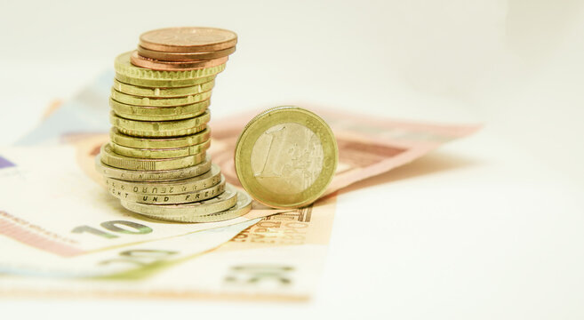  European Currency Money Background with Euro Coins and Notes