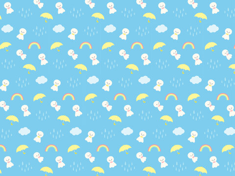 梅雨のかわいいパターン背景
