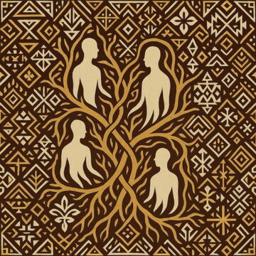 Premium Iboga Root Tribal Mosaic Background
