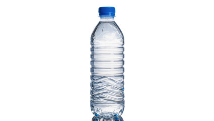 Clear plastic bottle filled with water and blue cap © Niklas