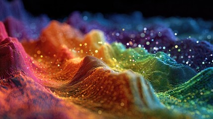 Fototapeta premium Vibrant, textured, undulating waves of light and color
