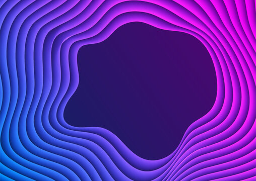 Abstract blue and ultraviolet neon background with elegant gradient waves. Vector circular smooth wavy design