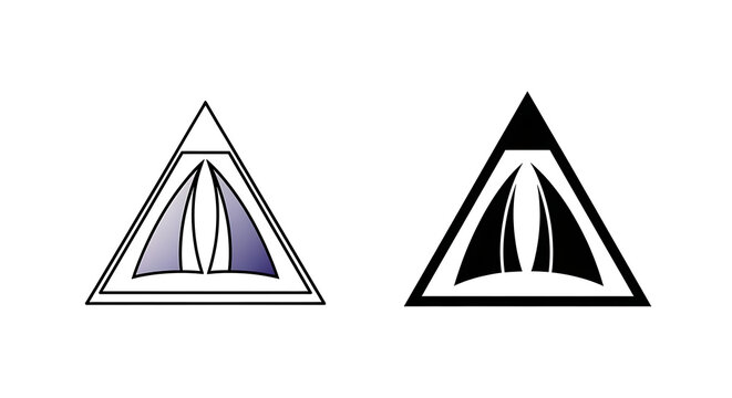 Triangular arrows with geometric gradient patterns
