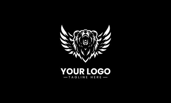A roaring winged grizzly bear stands fiercely mascot