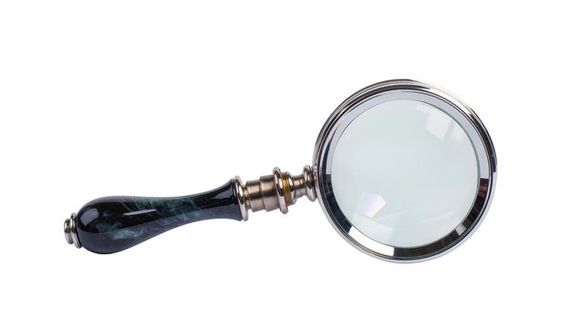 Magnifying glass with ornate dark green marble handle and chrome frame