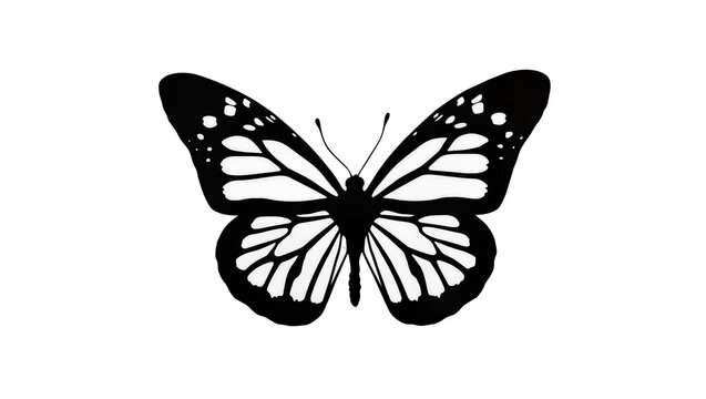 Black and white monarch butterfly silhouette with patterned wings