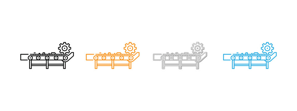 Four color variations of a cogwheel sofa icon set Vector
