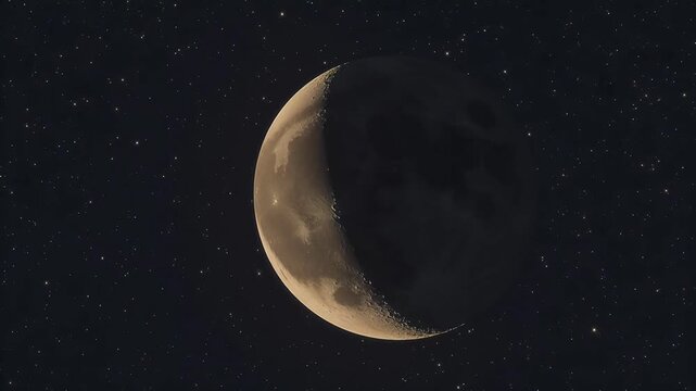 Moon in night sky with stars