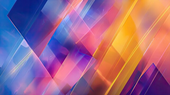Vibrant abstract geometric shapes with overlapping colors and light