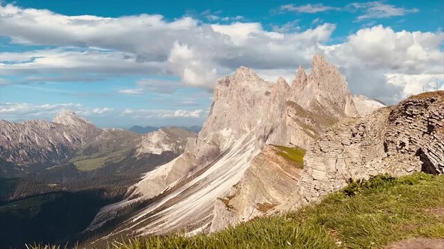 Seceda Mountain at Lovely Evening Light, Dolomites, Italy