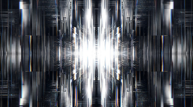 Futuristic Data Stream: Abstract representation of a digital data flow, with glowing lines and geometric patterns suggesting advanced technology and information processing.