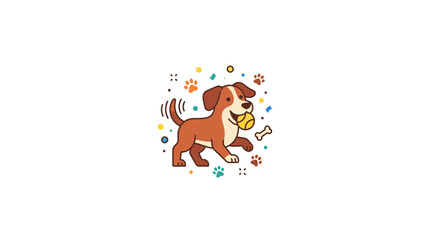 Cute Cartoon Puppy Dog Playing with a Tennis Ball ©  Ibrahim Haidar Seba