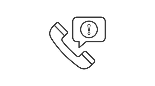 A phone with an exclamation mark in a speech bubble indicates an important message.