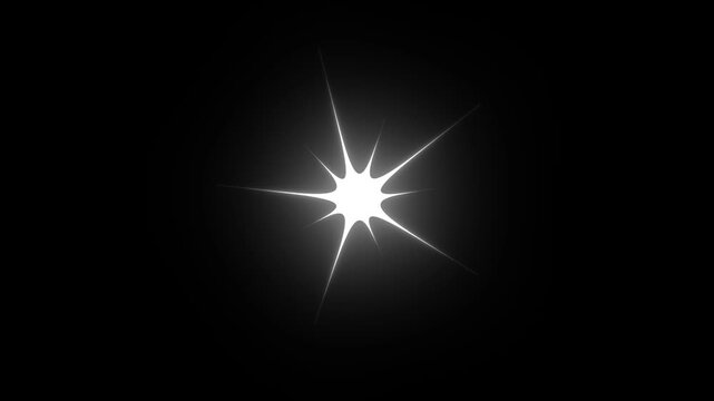 Twinkle Light Stars Sparkling Animation, White Cartoon Star Glitter, Flat Vector Doodle Effect, Shimmering Glowing Lights, Black Screen Background, Holiday Celebration Night Sky Loop, 4K