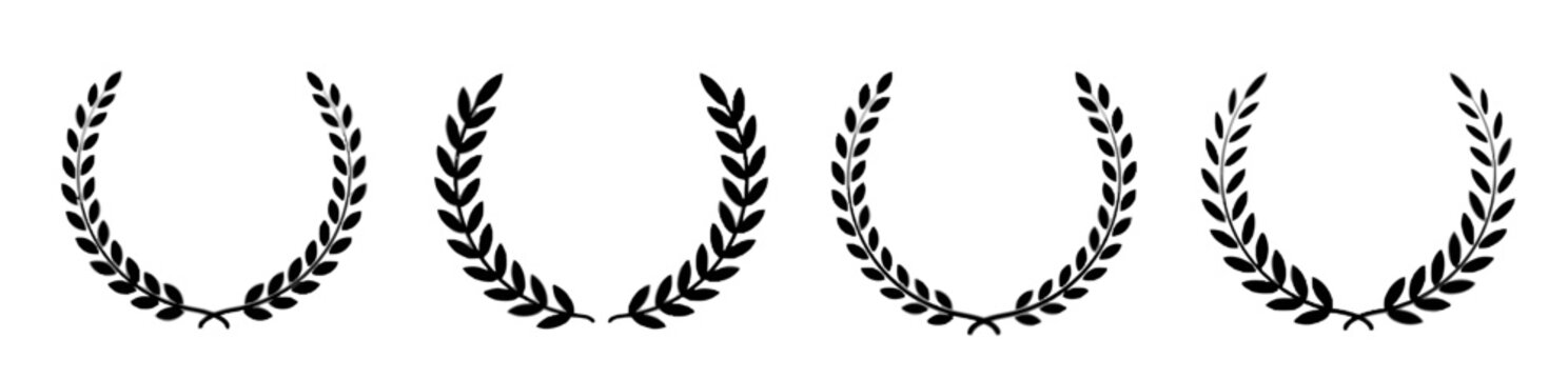 Laurel Wreaths Set, Graphic Design Elements, Victory Symbol